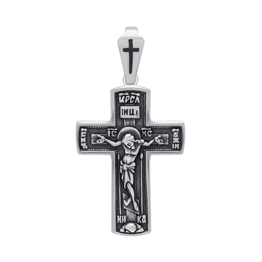 Подвеска-крест из серебра с чернением