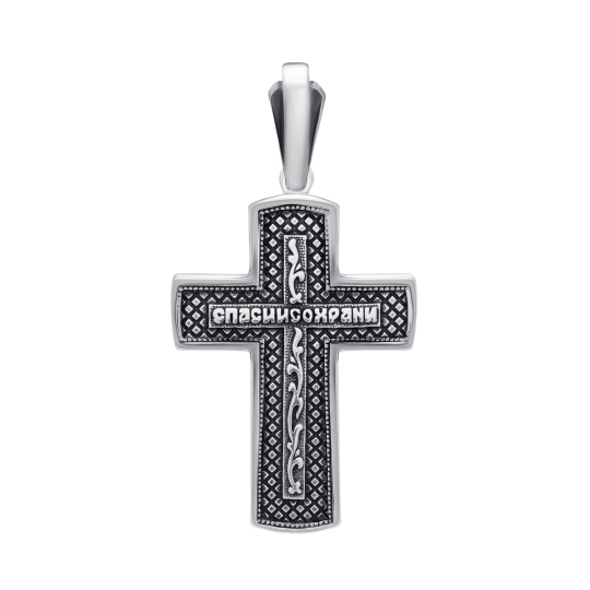 Подвеска-крест из серебра с чернением