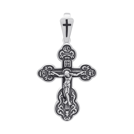 Подвеска-крест из серебра с чернением