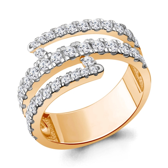 Кольцо из серебра с позолотой и фианитами