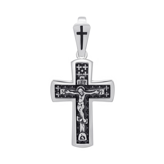 Подвеска-крест из серебра с чернением