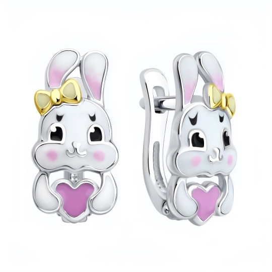 Серьги из серебра с позолотой и эмалью