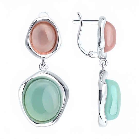 Серьги из серебра с халцедонами