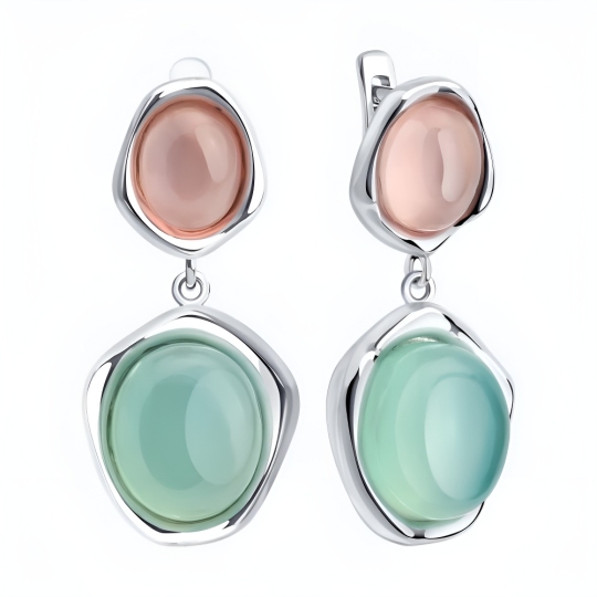 Серьги из серебра с халцедонами