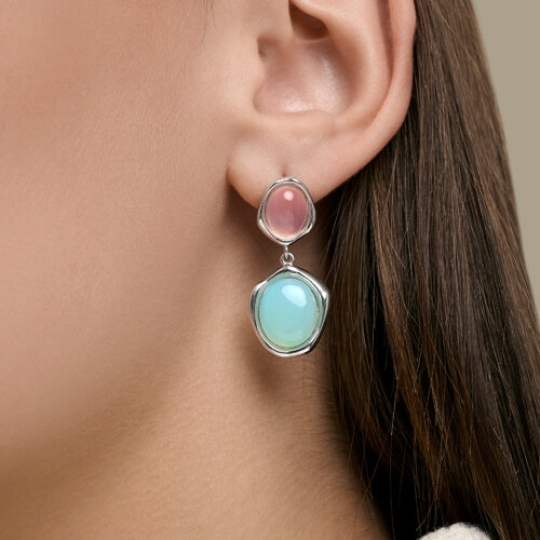 Серьги из серебра с халцедонами