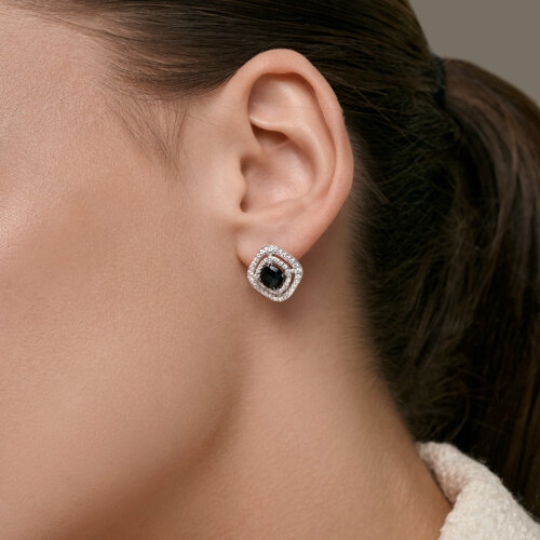 Серьги из серебра с агатами и фианитами