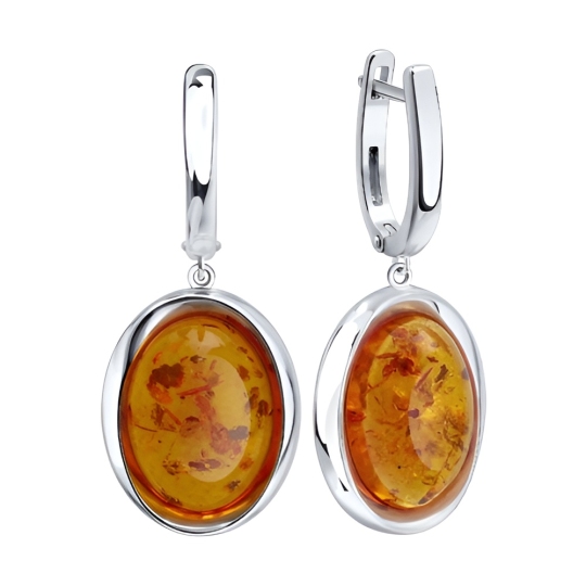 Серьги из серебра с янтарем