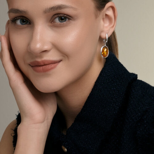 Серьги из серебра с янтарем