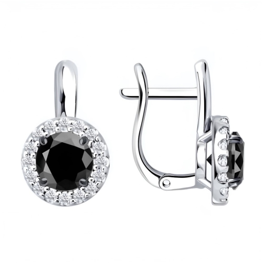 Серьги из серебра с фианитами