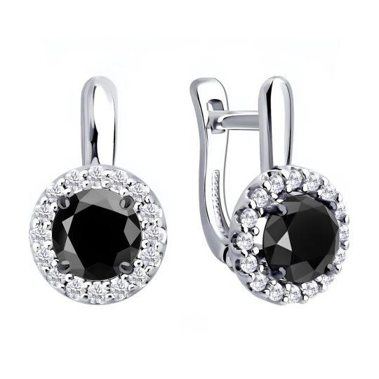 Серьги из серебра с фианитами