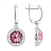 Серьги из серебра с ювелирными кристаллами и фианитами