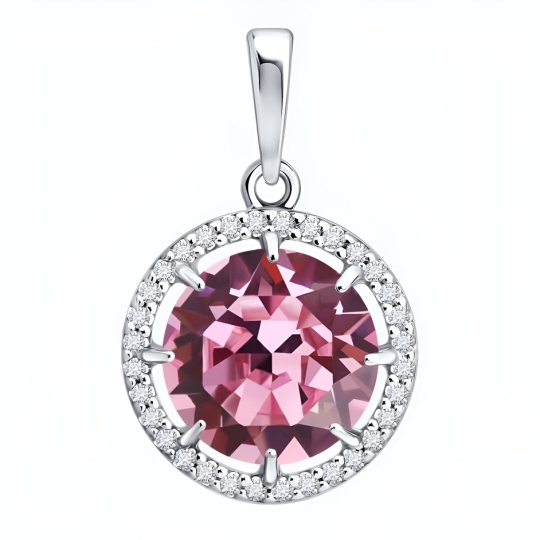 Подвеска из серебра с ювелирным кристаллом и фианитами