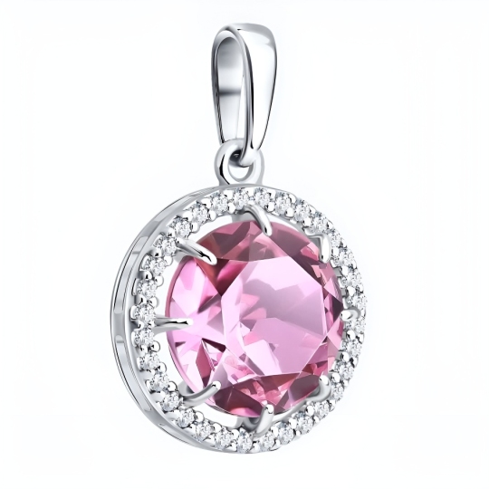 Подвеска из серебра с ювелирным кристаллом и фианитами