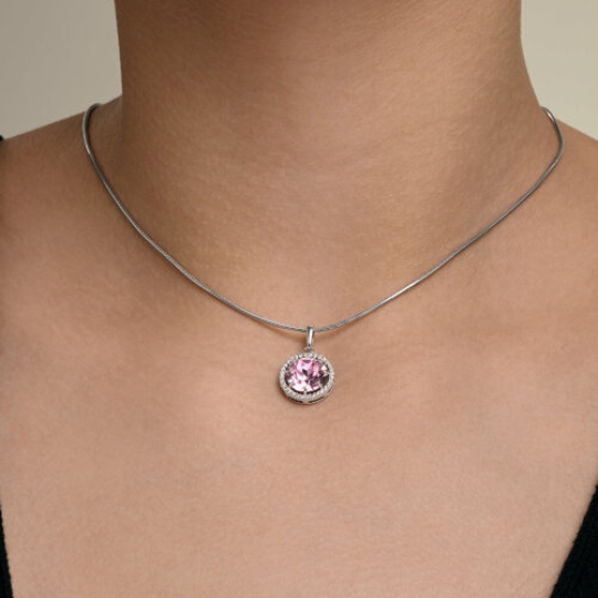 Подвеска из серебра с ювелирным кристаллом и фианитами