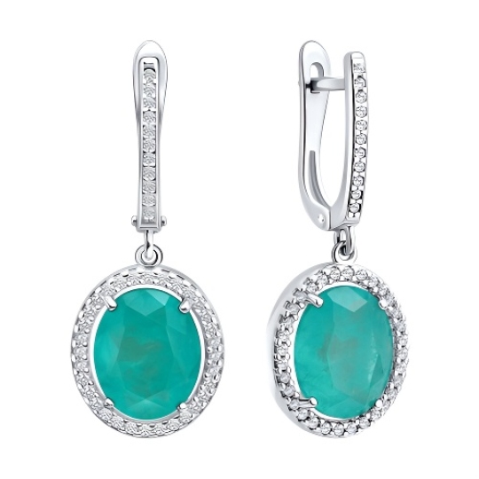 Серьги из серебра с кварцами и фианитами