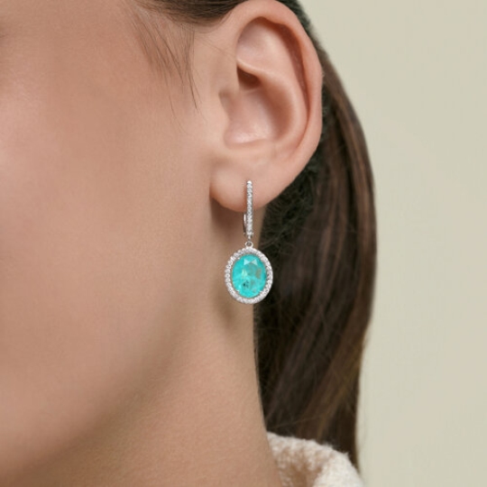 Серьги из серебра с кварцами и фианитами