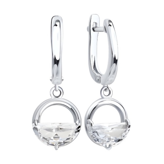 Серьги из серебра с фианитами