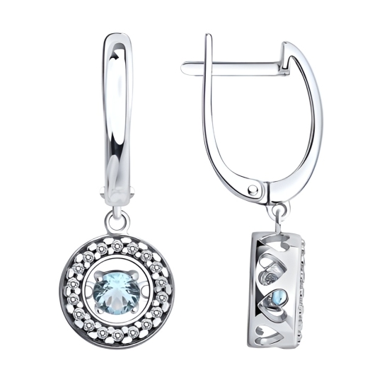 Серьги из серебра с бриллианитами и фианитами