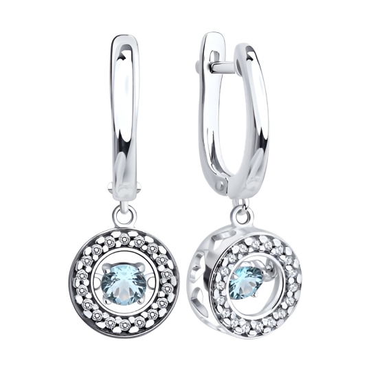 Серьги из серебра с бриллианитами и фианитами