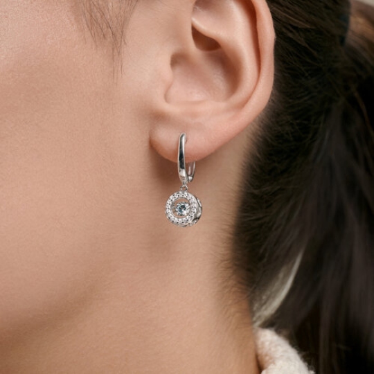 Серьги из серебра с бриллианитами и фианитами