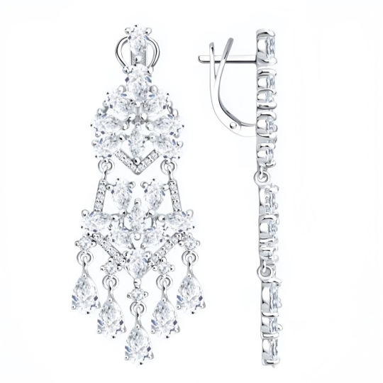 Серьги из серебра с фианитами