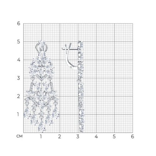 Серьги из серебра с фианитами