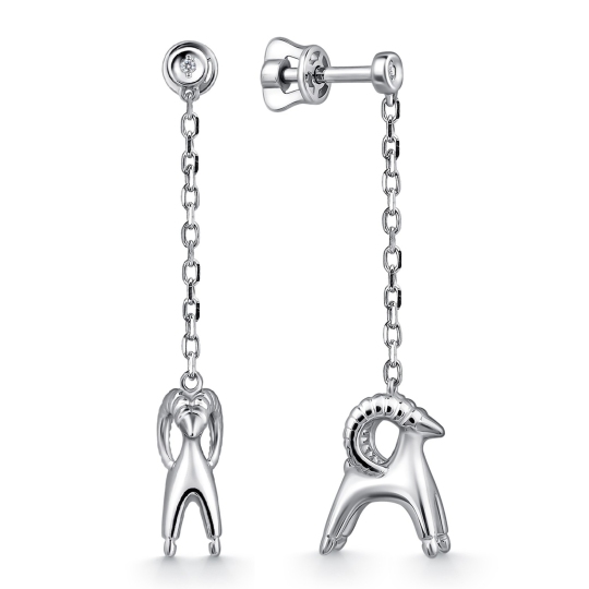 Серьги из серебра с фианитами