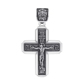 Подвеска-крест из серебра с чернением