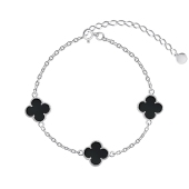 Браслет из серебра с ониксами и перламутром