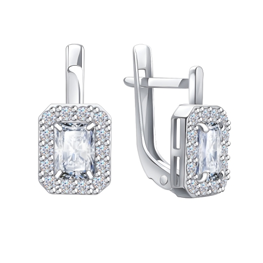 Серьги из серебра с фианитами
