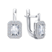 Серьги из серебра с фианитами
