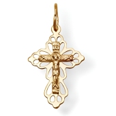 Подвеска-крест из лимонного золота