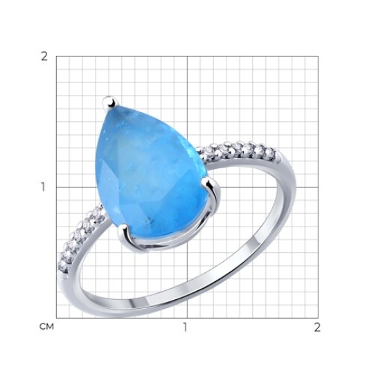 Кольцо из серебра с кварцем и фианитами