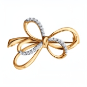 Брошь из золота с фианитами