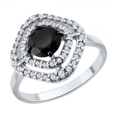 Кольцо из серебра с агатом и фианитами