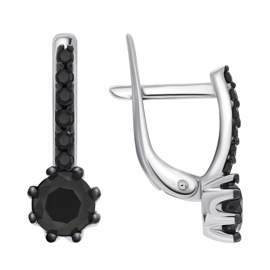 Серьги из серебра с кварцами и фианитами