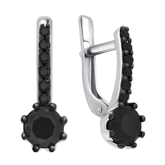 Серьги из серебра с кварцами и фианитами