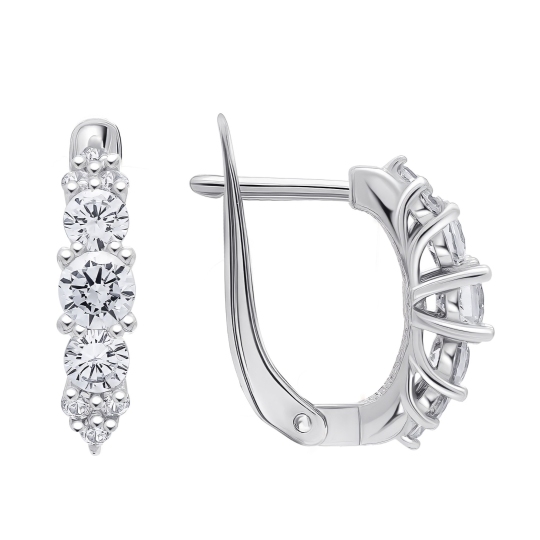 Серьги из серебра с фианитами