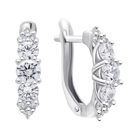 Серьги из серебра с фианитами