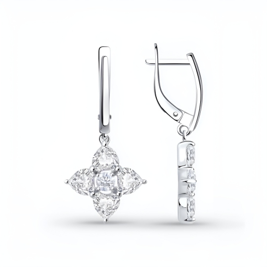 Серьги из серебра с фианитами