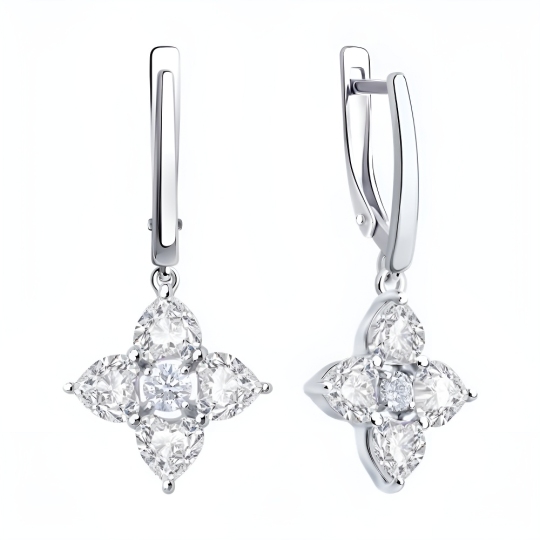 Серьги из серебра с фианитами