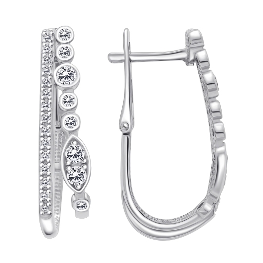 Серьги из серебра с фианитами