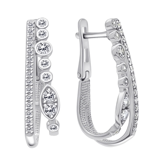 Серьги из серебра с фианитами