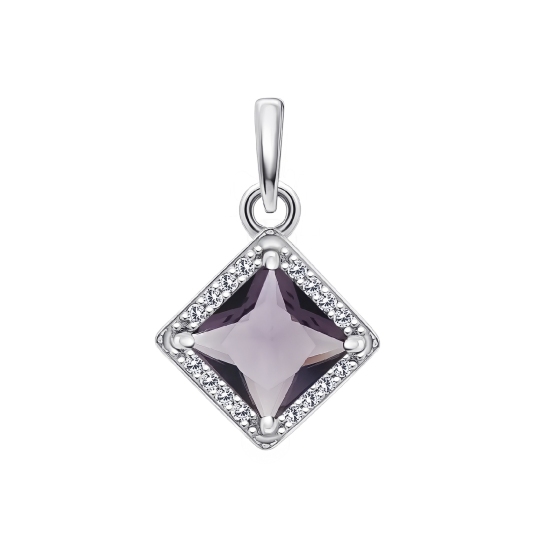 Подвеска из серебра с кварцем и фианитами
