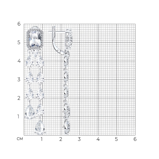 Серьги из серебра с фианитами