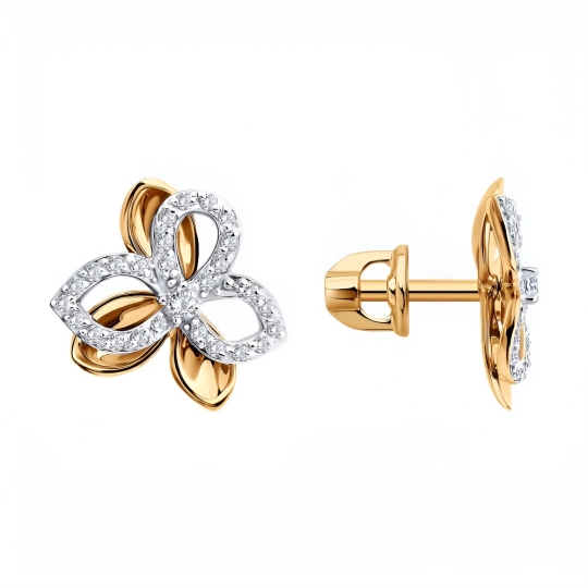 Серьги из золота с фианитами