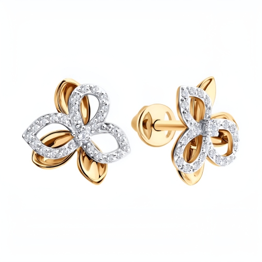 Серьги из золота с фианитами