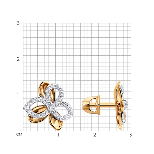 Серьги из золота с фианитами