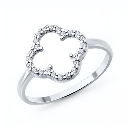 Кольцо из серебра с фианитами