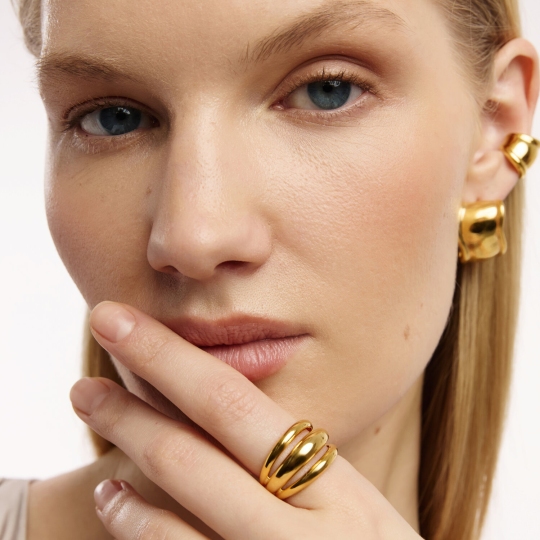 Кольцо из серебра, покрытие Вермель золото 999 пробы